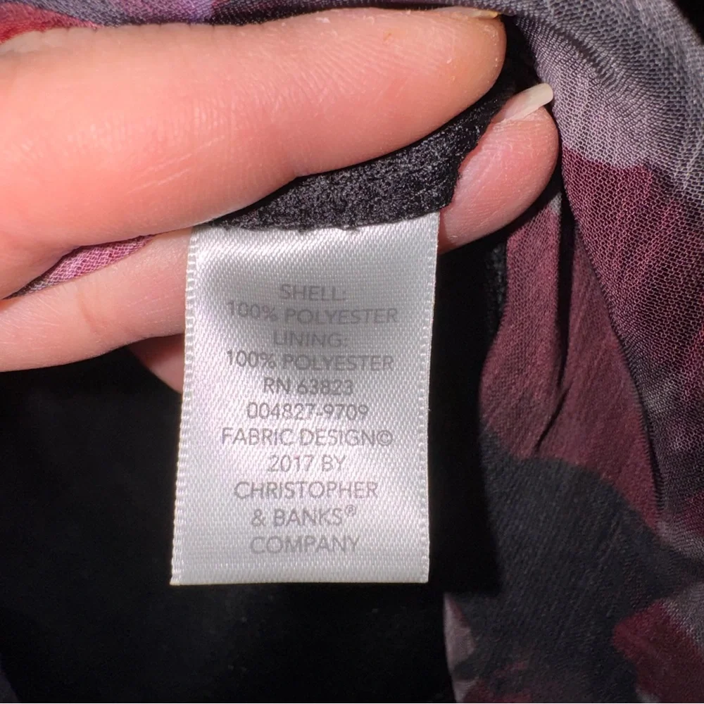 CJ Banks Purple Floral ruffle button down long sleeve Blouse top 1x NWT - Picture 15 of 16